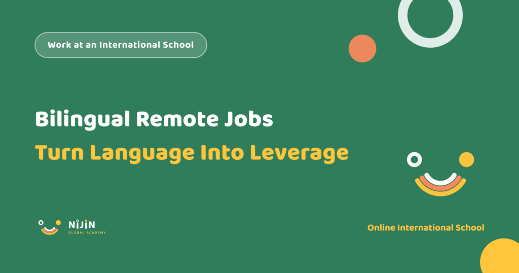 Key visual for a recruitment article titled Bilingual Remote Jobs: Turn Language Into Leverage