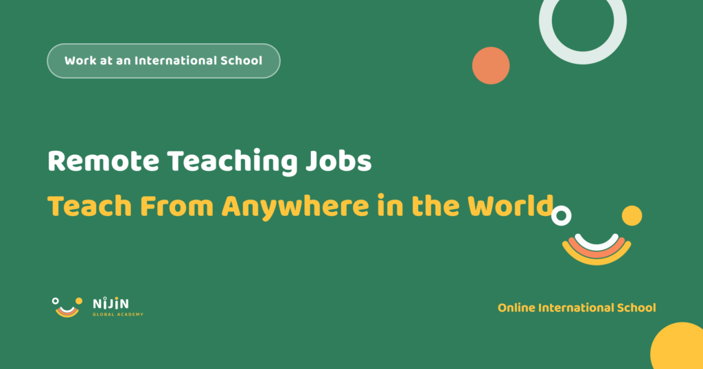 Key visual for a recruitment article titled Remote Teaching Jobs: How to Teach From Anywhere in the World