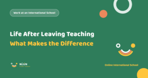 Key visual for a recruitment article titled Life After Leaving Teaching: What Makes the Difference