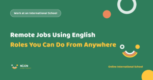 Key visual for a recruitment article titled Remote Jobs Using English: Roles You Can Do From Anywhere