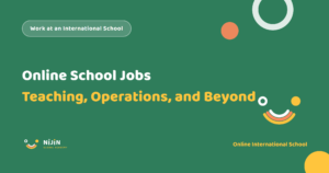 Key visual for a recruitment article titled Online School Jobs: Teaching, Operations, and Beyond