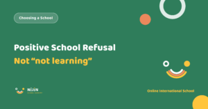 Key visual for positive school refusal, with the label Choosing a School and the phrase Not not learning