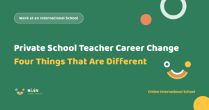 Key visual for a recruitment article titled Private School Teacher Career Change: Four Things That Are Different