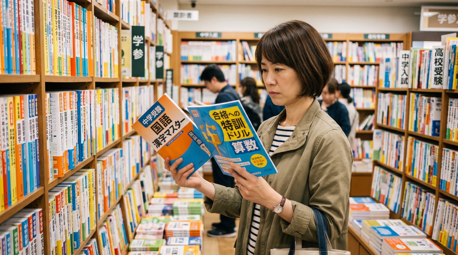 日本の自宅のダイニングで高校生と母親が進路について静かに話している場面