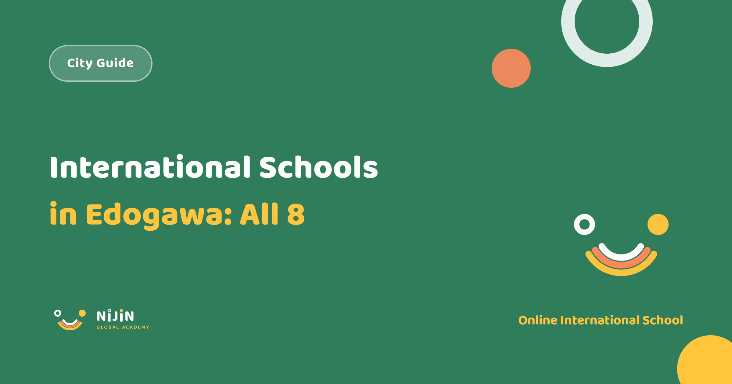 Key visual for a guide to all eight international schools in Edogawa Ward, Tokyo, and their real annual fees