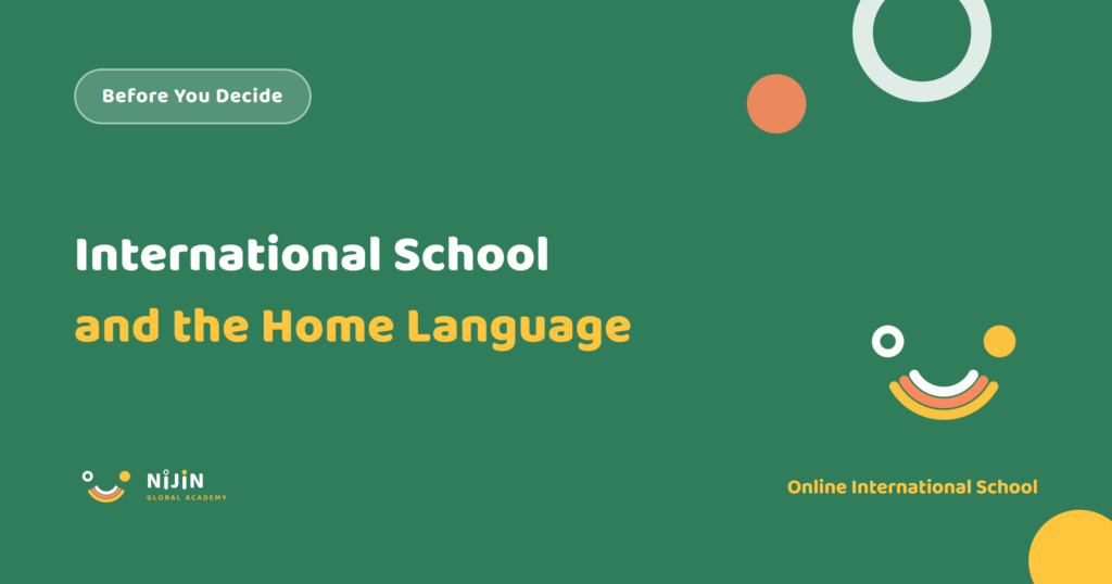 Key visual for an article on international school and the home language, asking whether it holds a child's first language back