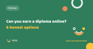 Key visual for six international qualifications you can earn online, with the label Pathways and the question can you earn a diploma online