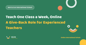 Key visual for a recruitment article titled Teach One Class a Week, Online: A Give-Back Role for Experienced Teachers