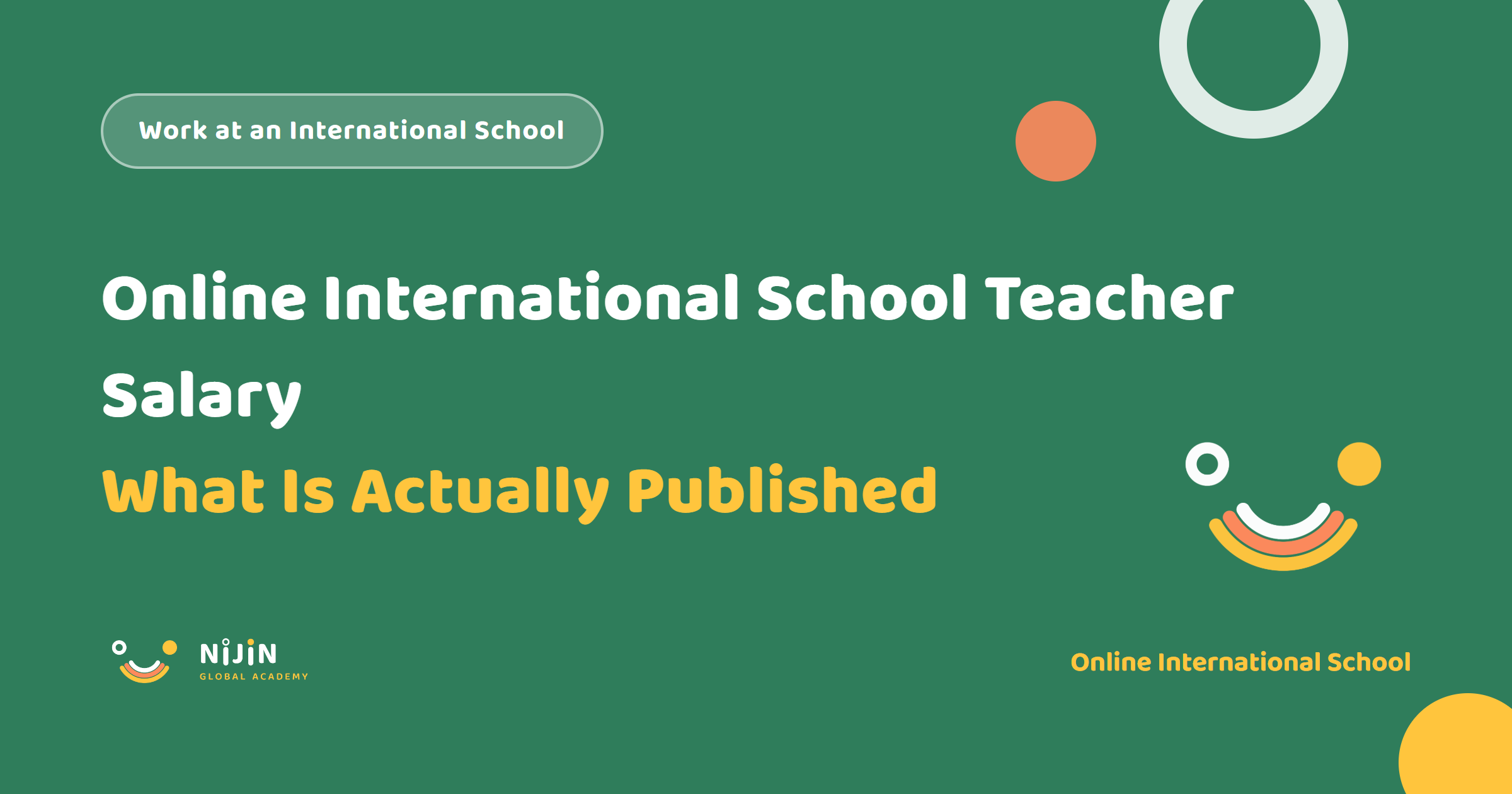 Key visual for a recruitment article titled Online International School Teacher Salary: What Is Actually Published