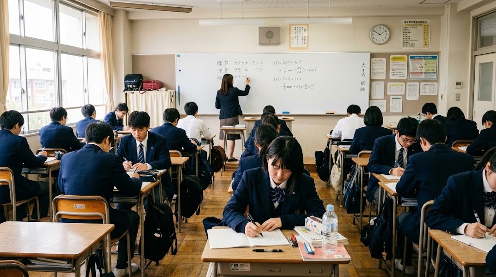 ホワイトボードに板書しながら授業をする教員