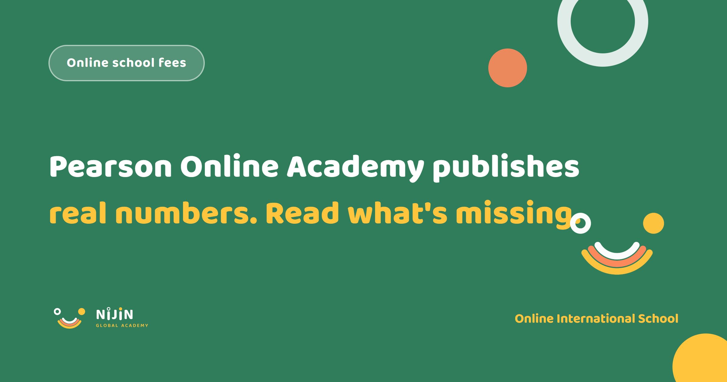Key visual for an article on Pearson Online Academy tuition, stating that the school publishes real numbers