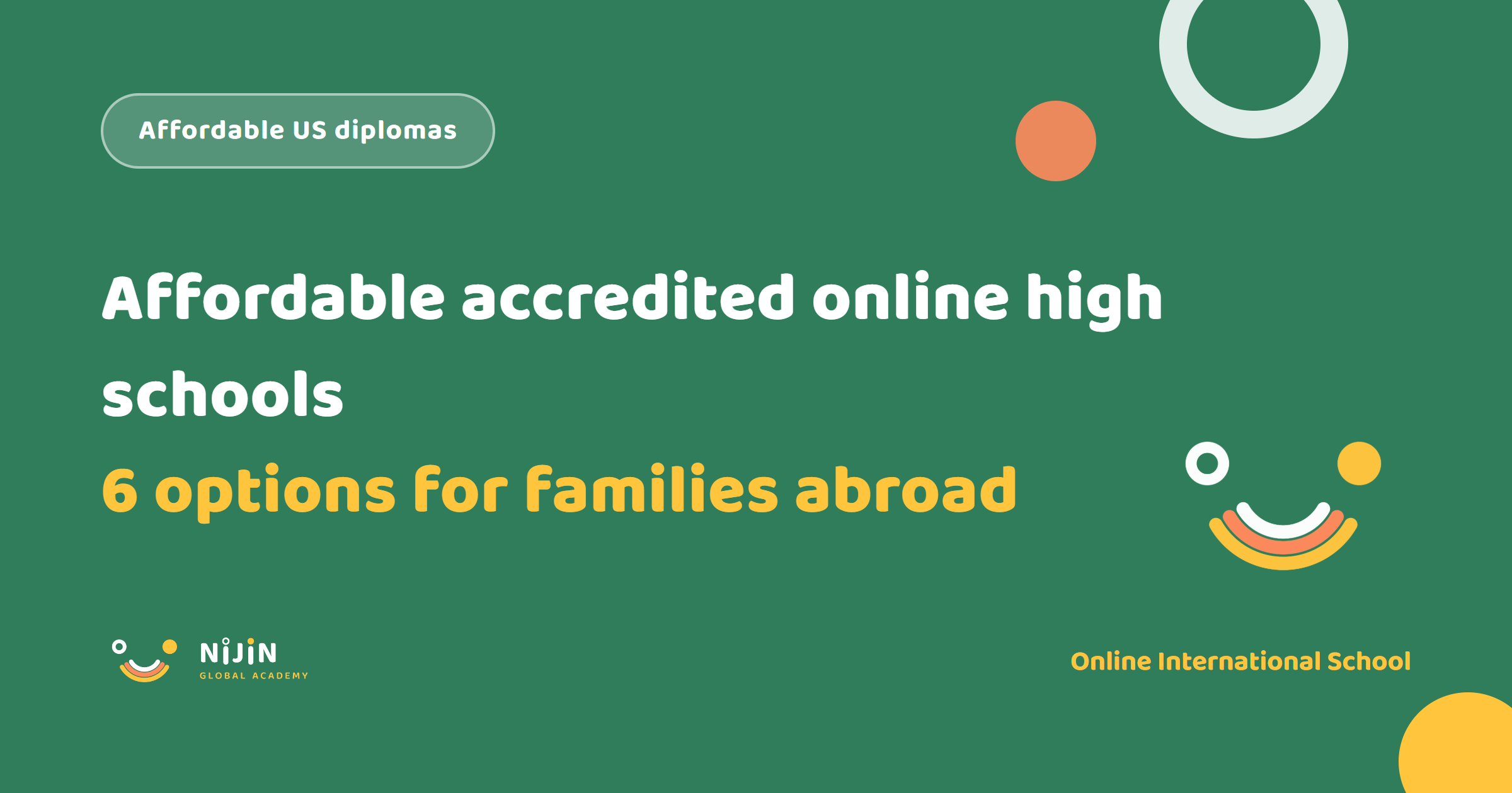 Key visual for a guide to six affordable accredited online high schools for families living abroad